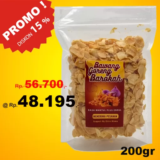 Bawang Putih Goreng Barokah 200gr Refill