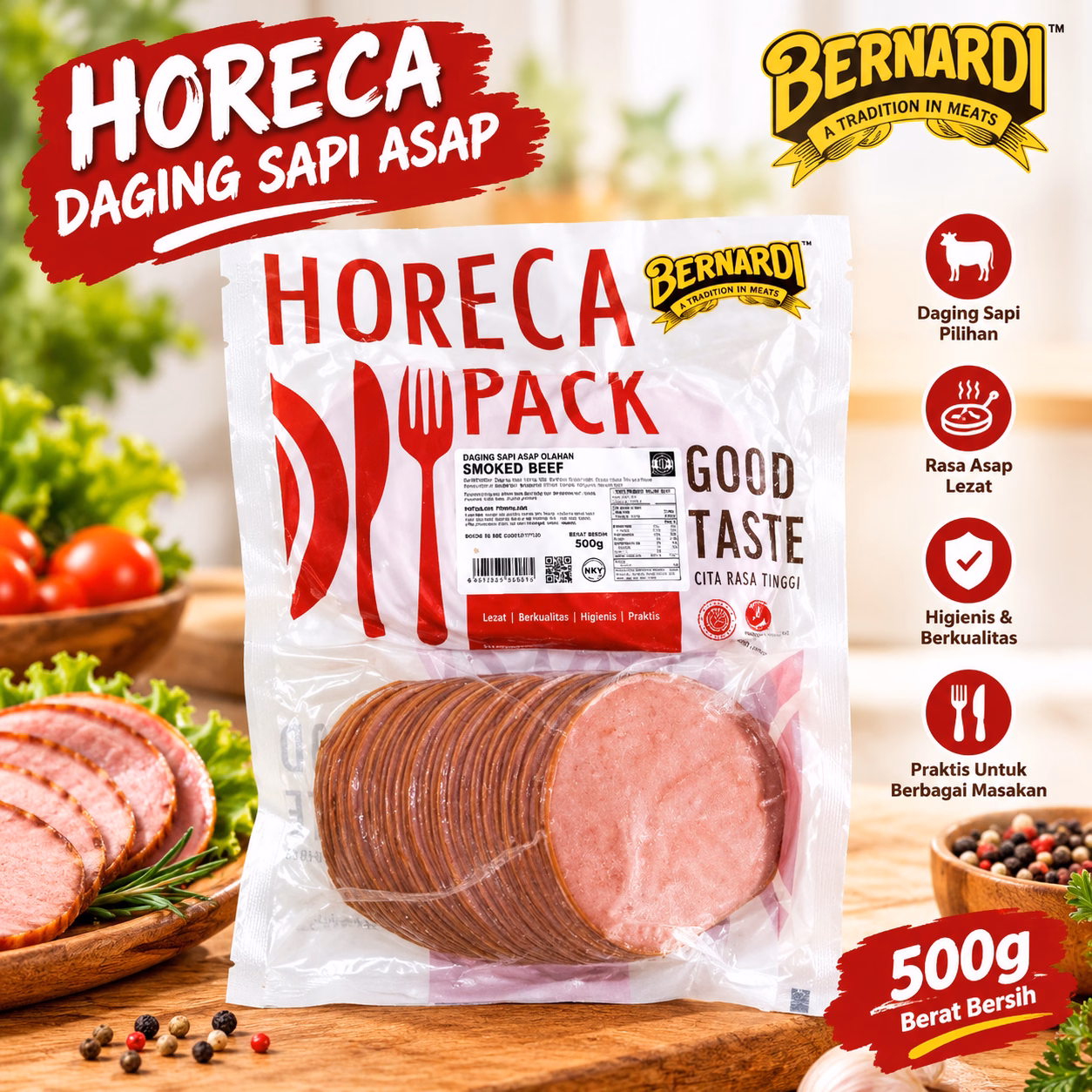 Bernardi Smoked Beef 500gr (Bulat)